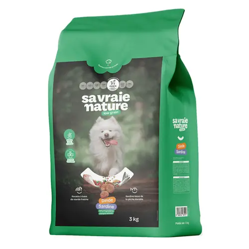 Croquettes chien adulte maxi Sa Vraie Nature dinde sardine - 3 kg