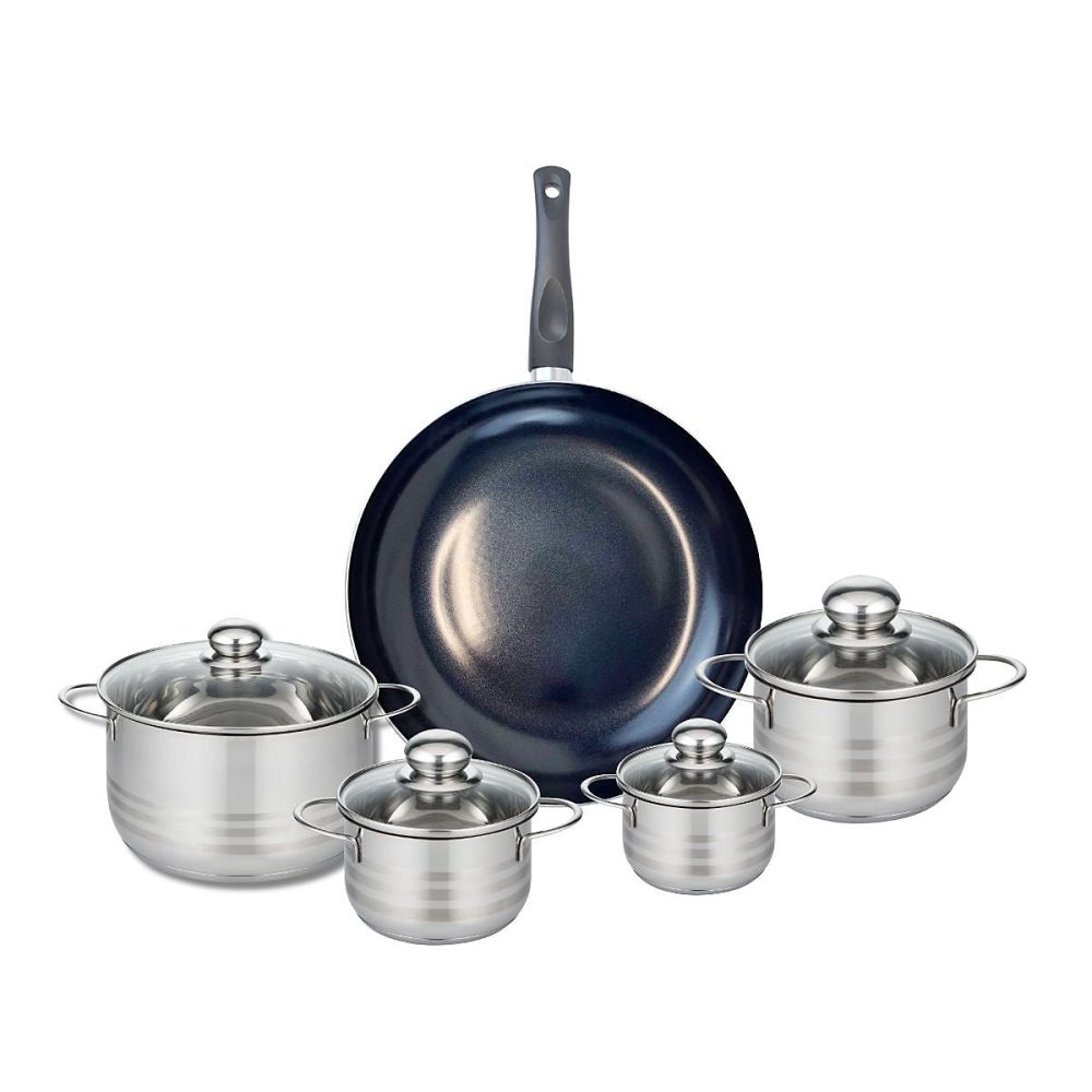 Ensemble de 1 Poêle de cuisson 32 cm et 4 faitouts 12 – 14 | 16 et 20 cm Elo Prima Brillant