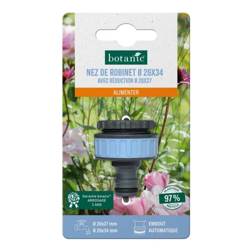 Nez de robinet botanic® Ø 26 x 34 mm avec réduction Ø 20 x 27 mm