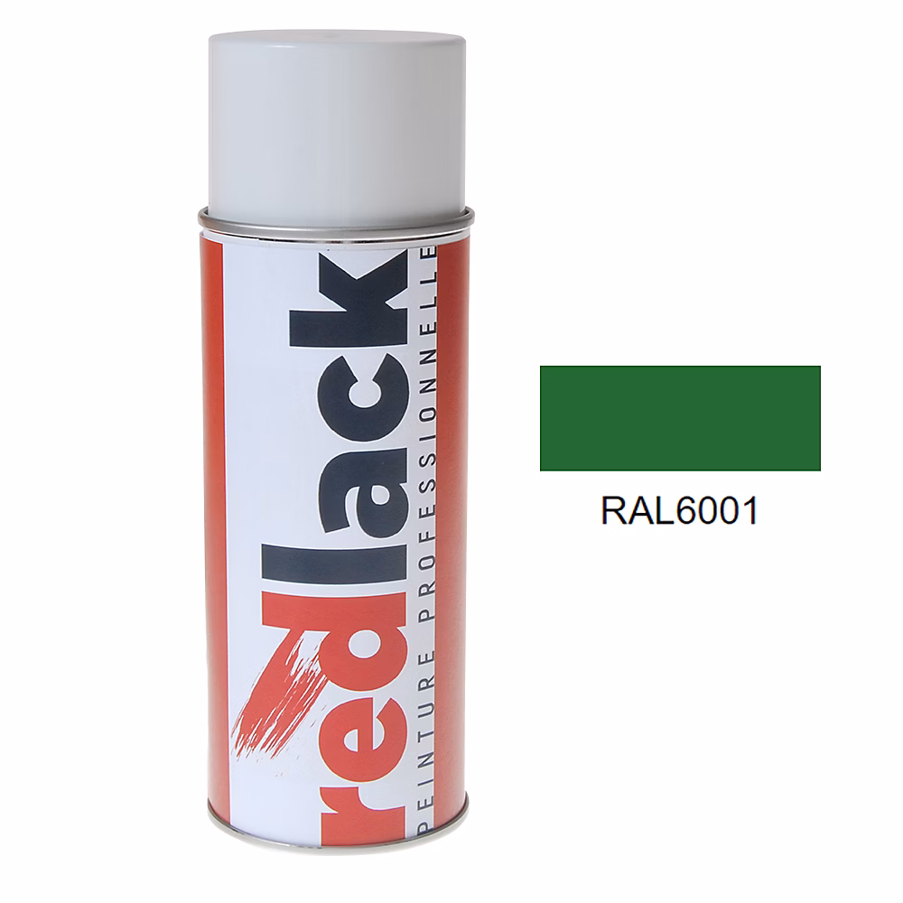 Bombe de peinture Aérosol – spray, 400ml, RAL 6001 Vert émeraude, Satiné, multisupport, Redlack, RAL6001