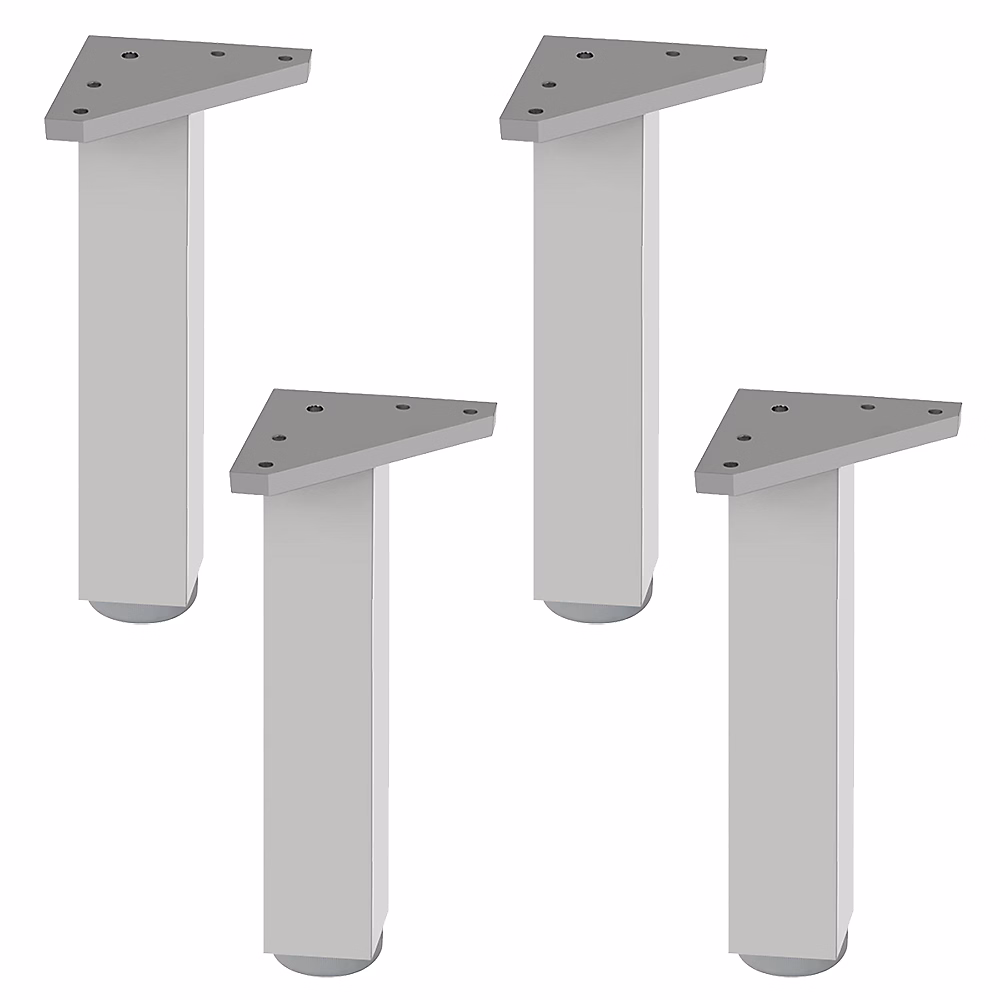 4 un. Pied carré pour meuble en aluminium 40 × 40mm hauteur 300mm aluminium mat avec régulateur de nivellement